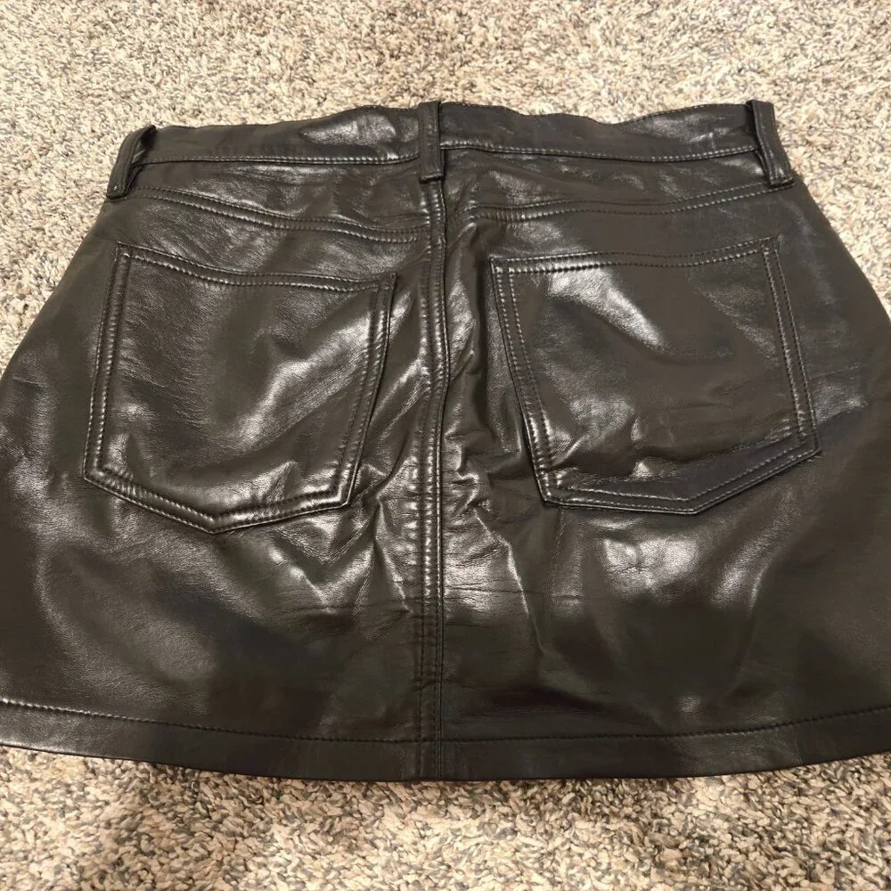 Agolde Liv Recycled Leather Black Mini Skirt Detox 25